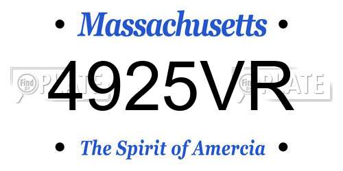 4925VR Massachusetts License Plate