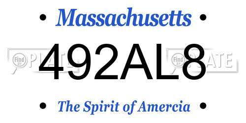 492AL8 Massachusetts License Plate