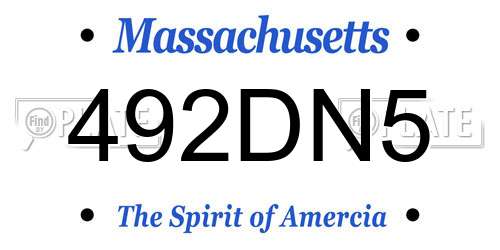 492DN5 Massachusetts License Plate