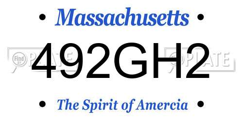 492GH2 Massachusetts License Plate