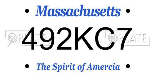 492KC7 Massachusetts License Plate