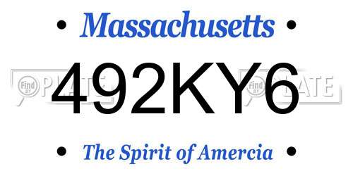 492KY6 Massachusetts License Plate