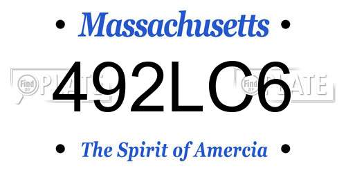492LC6 Massachusetts License Plate