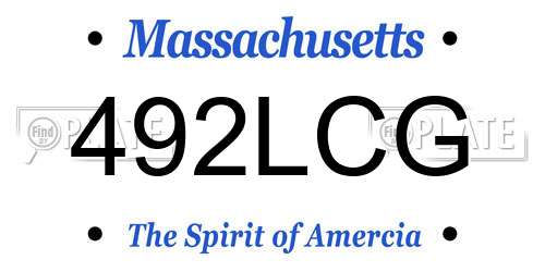 492LCG Massachusetts License Plate