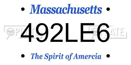 492LE6 Massachusetts License Plate