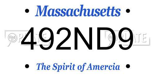 492ND9 Massachusetts License Plate
