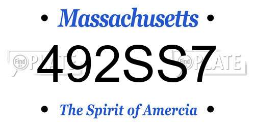 492SS7 Massachusetts License Plate