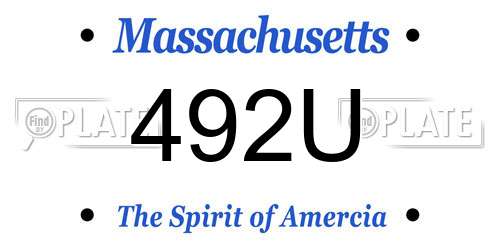492U Massachusetts License Plate
