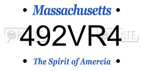 492VR4 Massachusetts License Plate