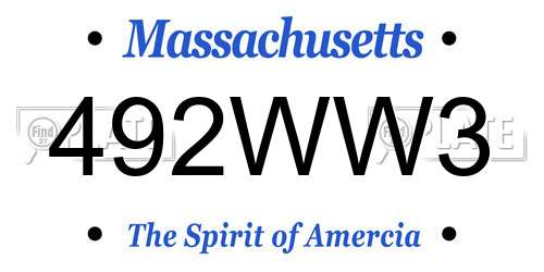 492WW3 Massachusetts License Plate
