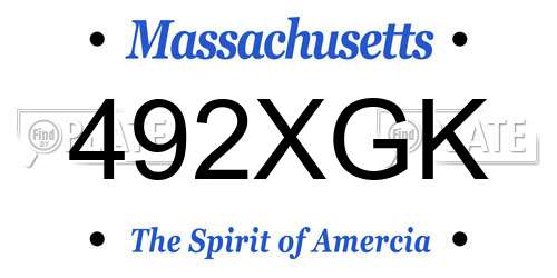 492XGK Massachusetts License Plate