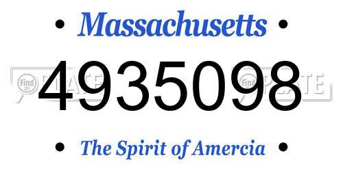 4935098 Massachusetts License Plate