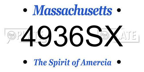 4936SX Massachusetts License Plate