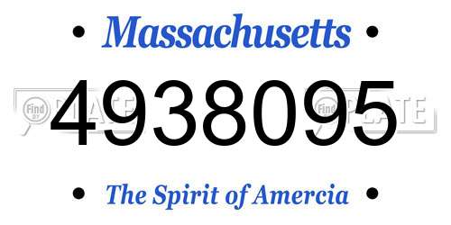 4938095 Massachusetts License Plate