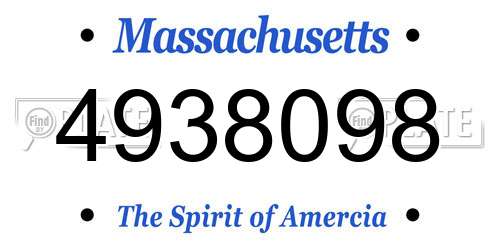 4938098 Massachusetts License Plate