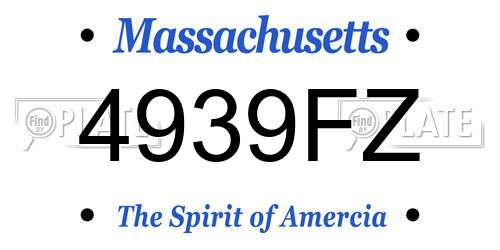 4939FZ Massachusetts License Plate