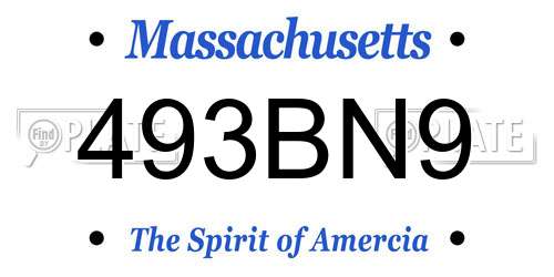 493BN9 Massachusetts License Plate