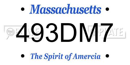 493DM7 Massachusetts License Plate