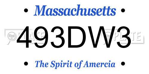 493DW3 Massachusetts License Plate