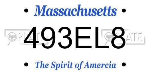 493EL8 Massachusetts License Plate