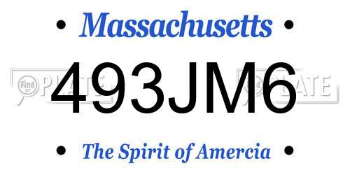493JM6 Massachusetts License Plate