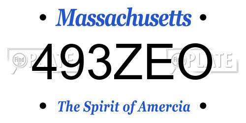 493ZEO Massachusetts License Plate