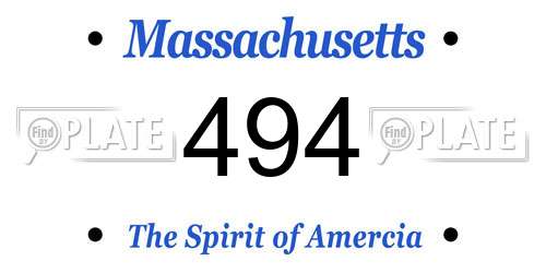 494 Massachusetts License Plate
