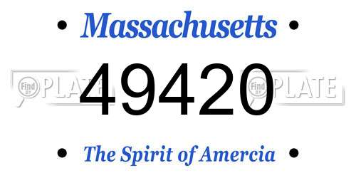 49420 Massachusetts License Plate