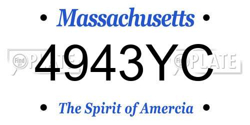 4943YC Massachusetts License Plate