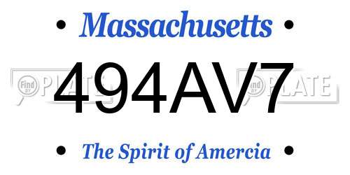 494AV7 Massachusetts License Plate