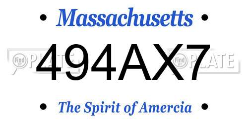 494AX7 Massachusetts License Plate
