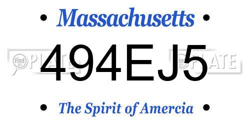 494EJ5 Massachusetts License Plate