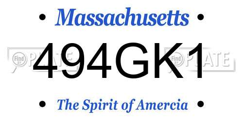 494GK1 Massachusetts License Plate