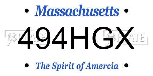 494HGX Massachusetts License Plate