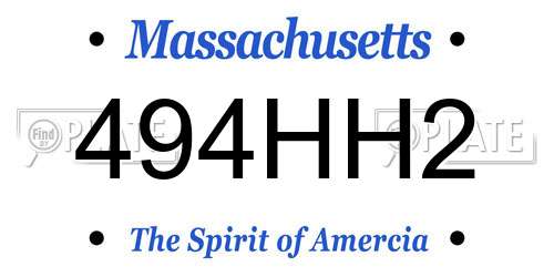 494HH2 Massachusetts License Plate