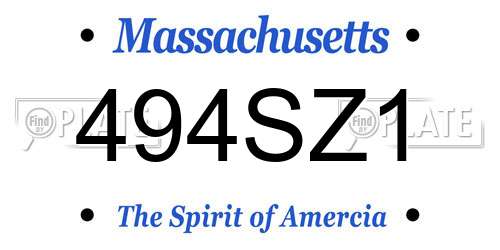 494SZ1 Massachusetts License Plate