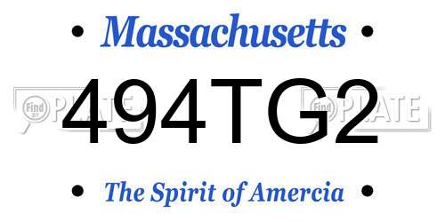 494TG2 Massachusetts License Plate