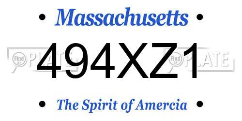 494XZ1 Massachusetts License Plate