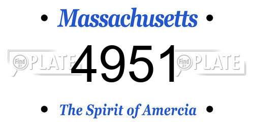 4951 Massachusetts License Plate