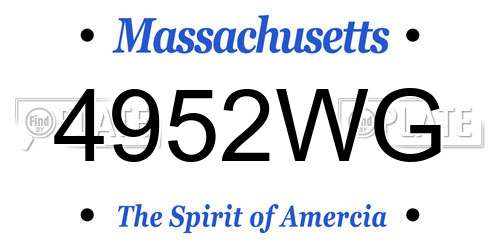 4952WG Massachusetts License Plate