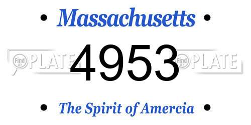 4953 Massachusetts License Plate