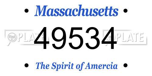 49534 Massachusetts License Plate