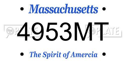 4953MT Massachusetts License Plate
