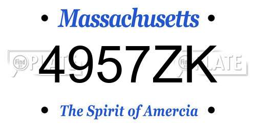 4957ZK Massachusetts License Plate
