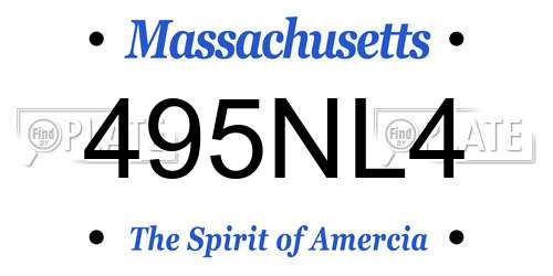 495NL4 Massachusetts License Plate