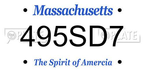 495SD7 Massachusetts License Plate