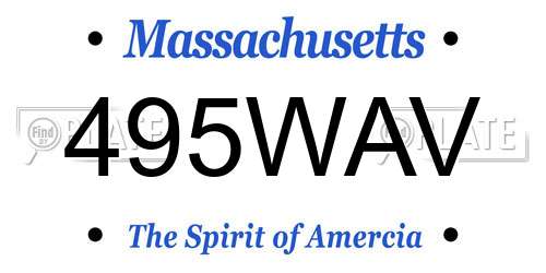 495WAV Massachusetts License Plate
