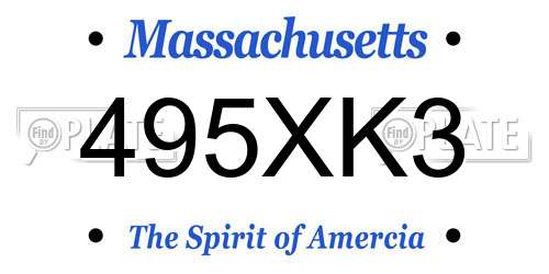 495XK3 Massachusetts License Plate