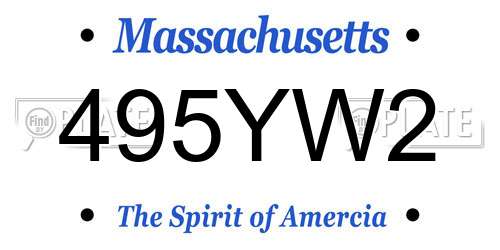 495YW2 Massachusetts License Plate