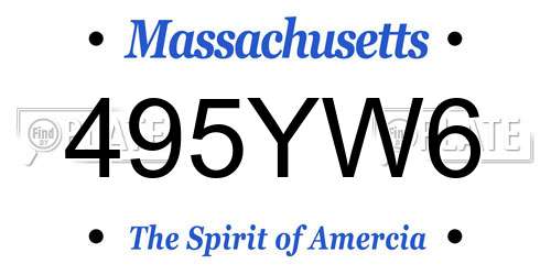 495YW6 Massachusetts License Plate